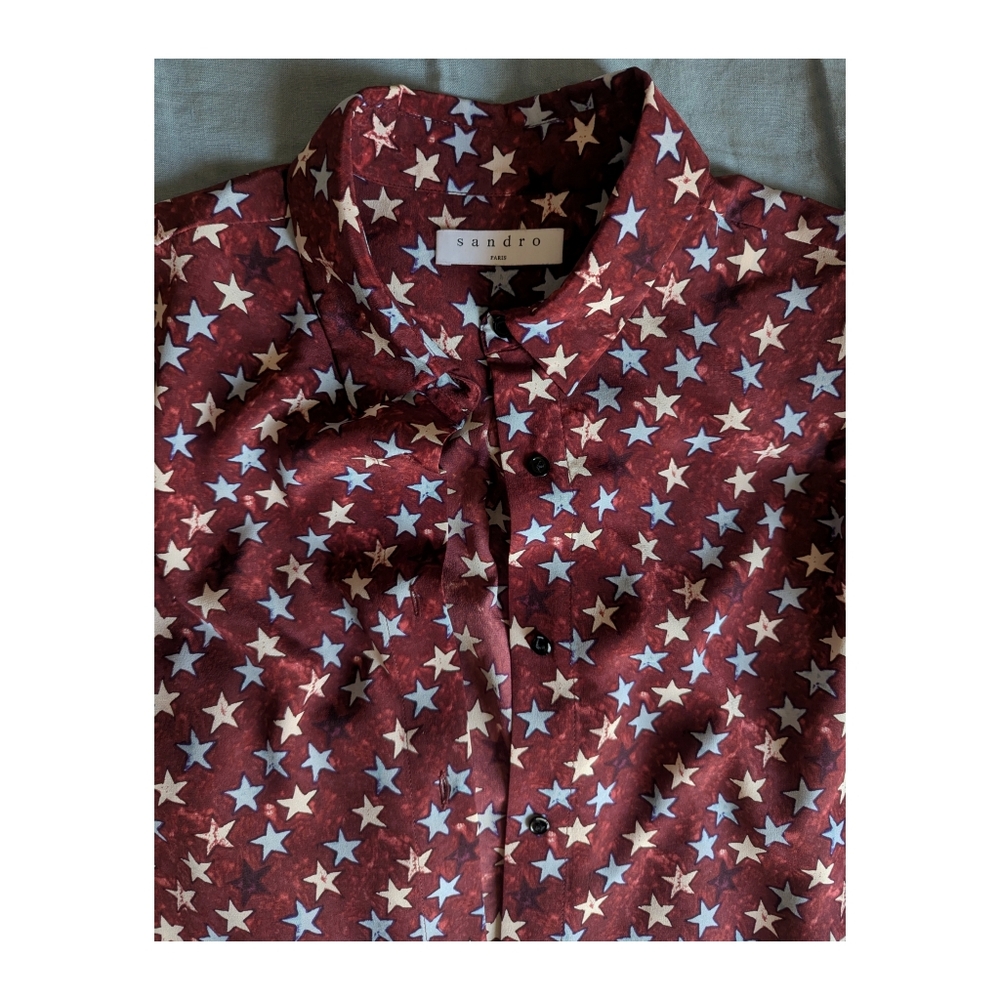 Sandro Paris Silk Star Print Blouse